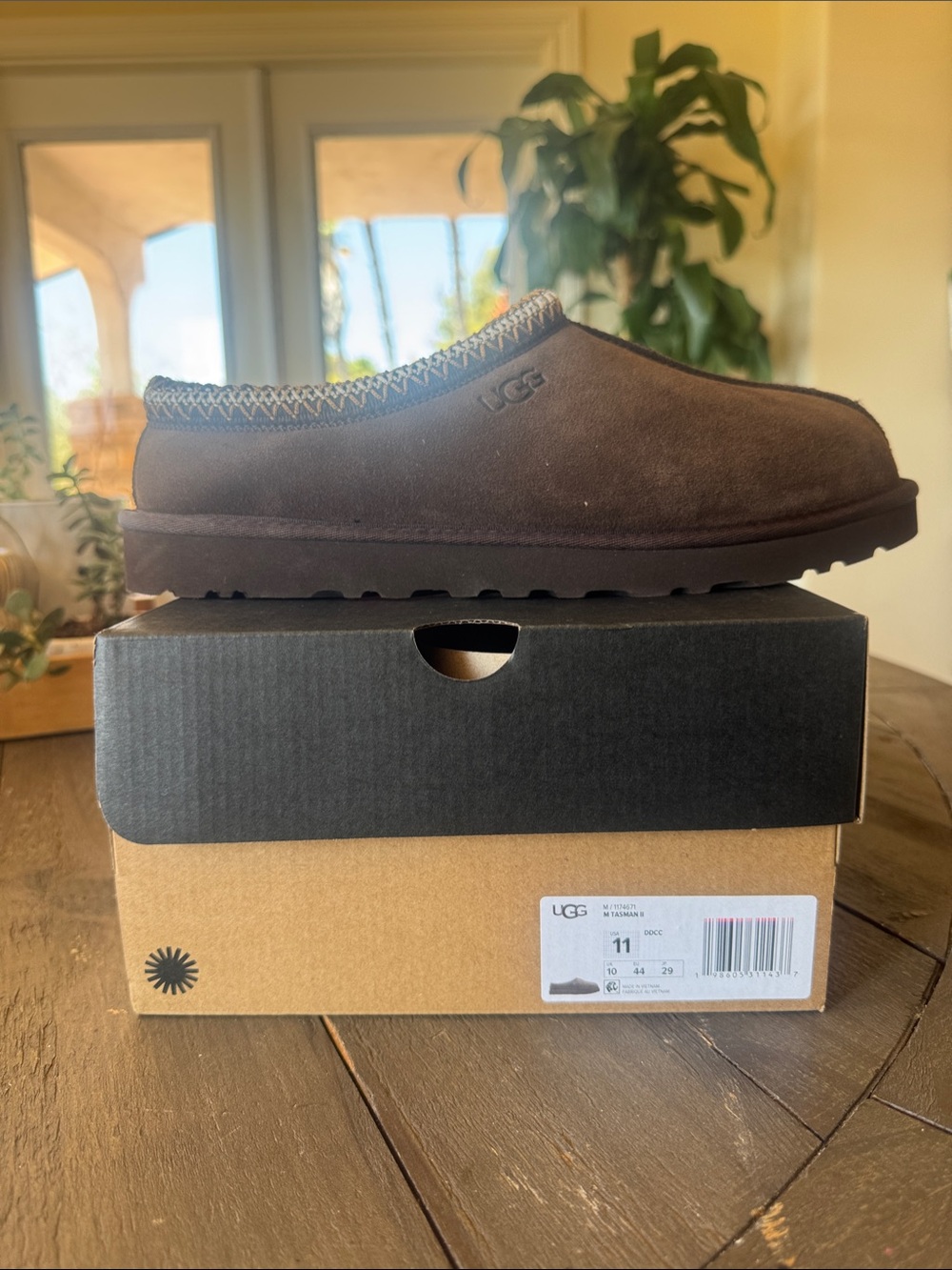 UGG Men’s Chocolate Brown Slip-On Tasman Mule size 11